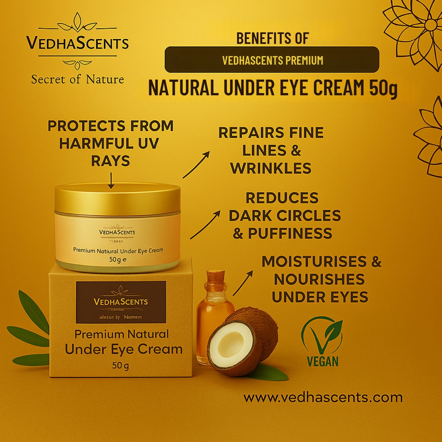 Vedhascents Premium Natural Under Eye Cream - 50g