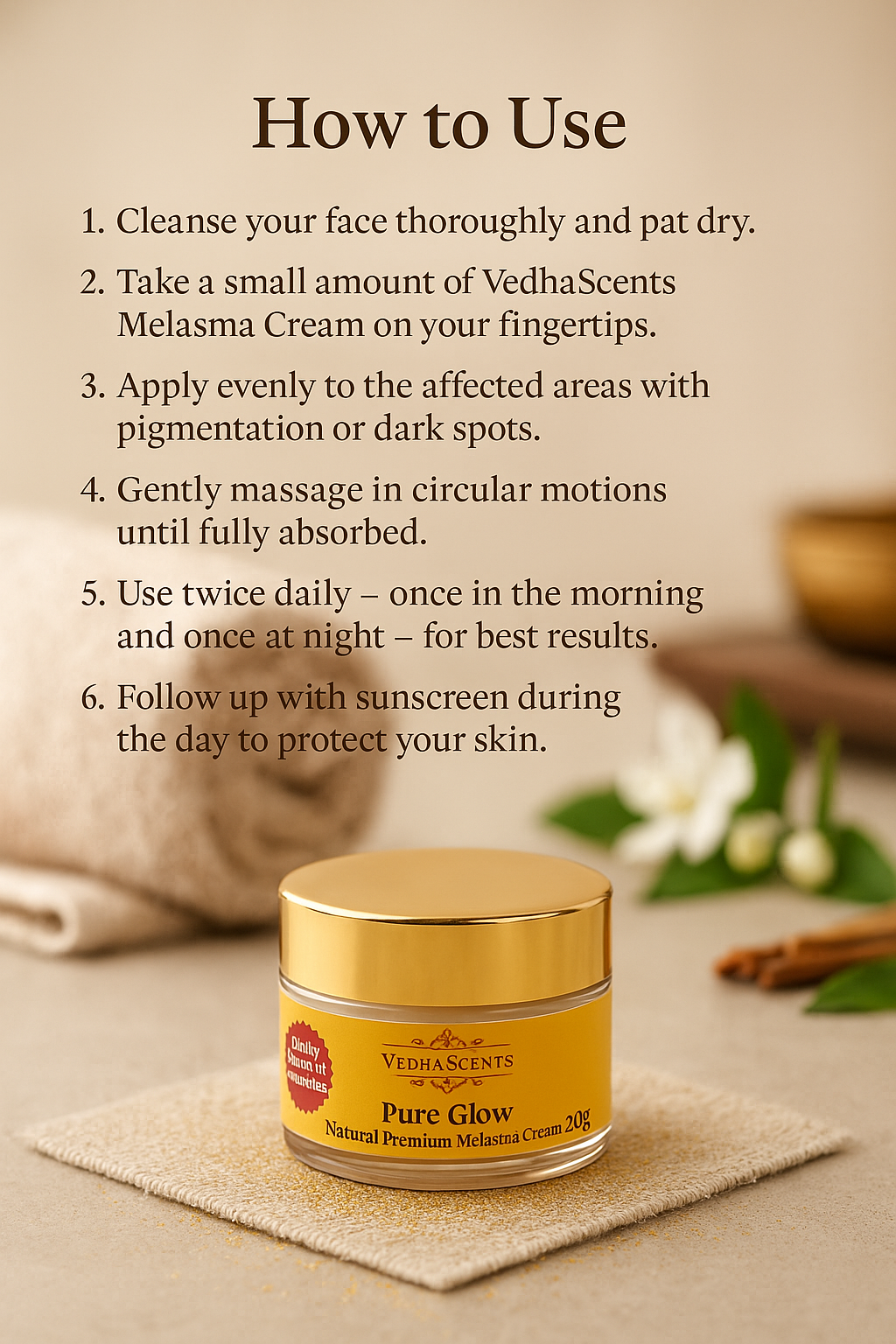 VedhaScents Pure Glow – Natural Premium Melasma Cream (20g)