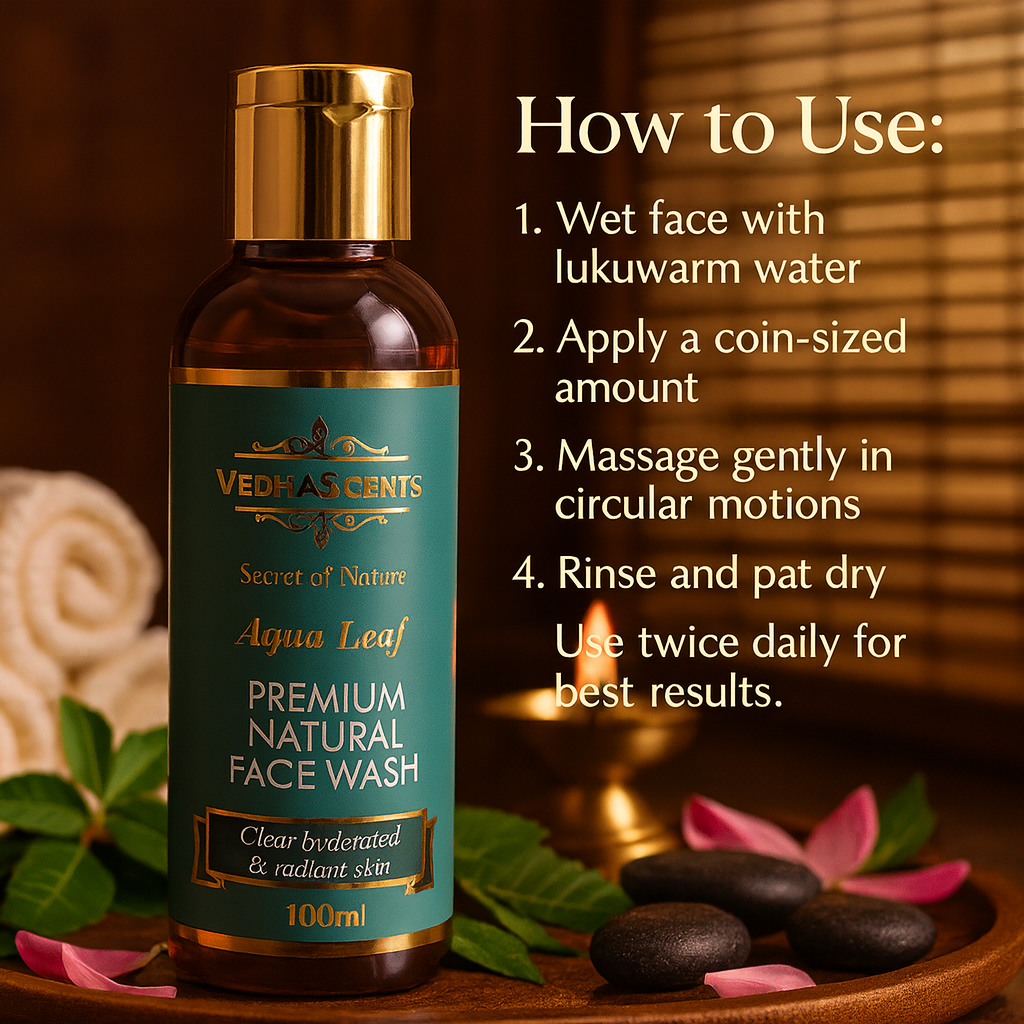 Vedhascents -Aqua Leaf-Premium Natural Face Wash|Best Face Wash for Oil, Acne & Pimple Control|Deep Cleansing & Glow Boosting-100ml