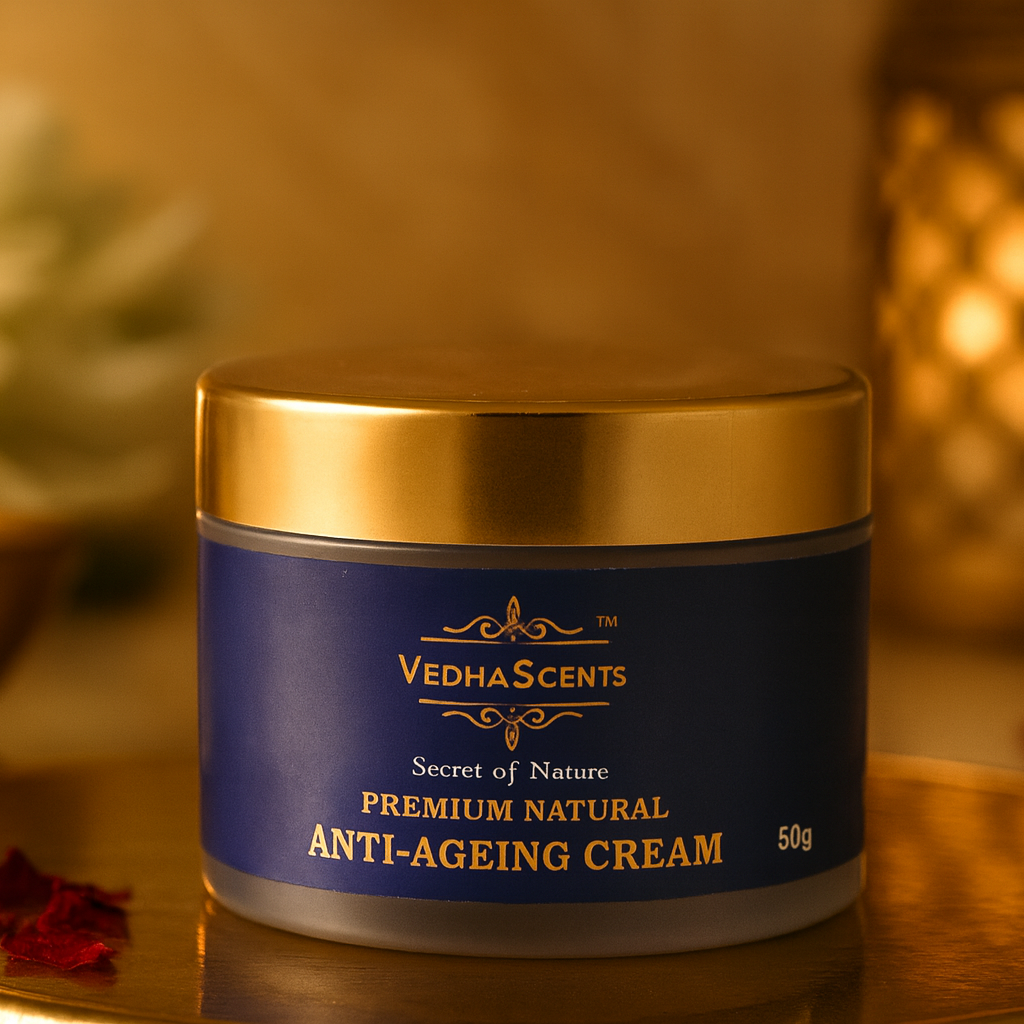 Vedhascents Premium Natural Anti-Ageing Cream | Ayurvedic Moisturizer for Wrinkles,Fine Lines, Dark Circles & Stretch Marks | Youthful, Hydrated, Glowing Skin | Pure Glow Pure Youth (50g)
