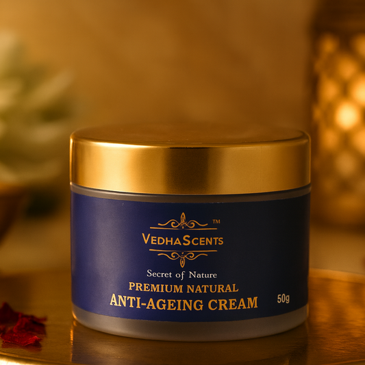 Vedhascents Premium Natural Anti-Ageing Cream | Ayurvedic Moisturizer for Wrinkles,Fine Lines, Dark Circles & Stretch Marks | Youthful, Hydrated, Glowing Skin | Pure Glow Pure Youth (50g)